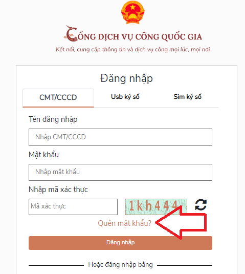 Làm thế nào để lấy lại mật khẩu trên Dịch vụ công Quốc Gia
