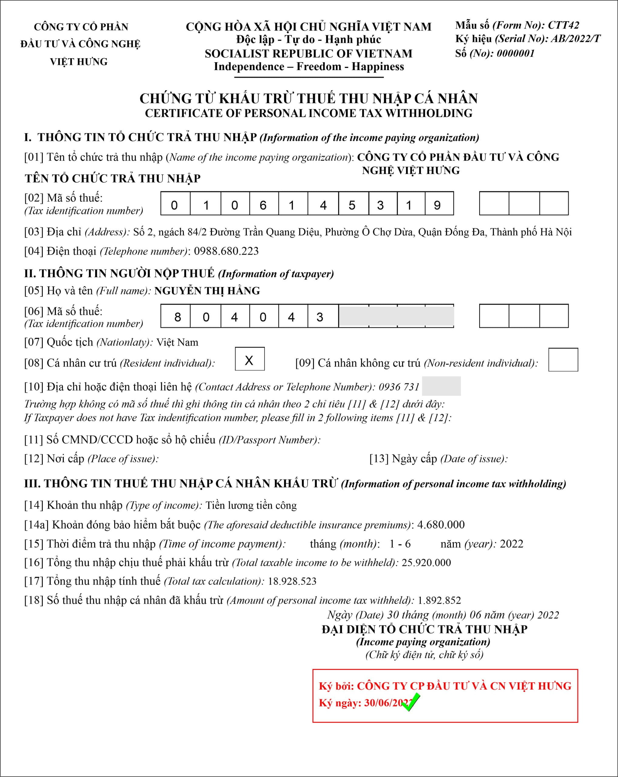 chứng từ khấu trừ thuế TNCN là gì?