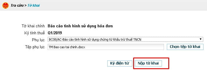 Hướng dẫn nộp phụ lục trên etax