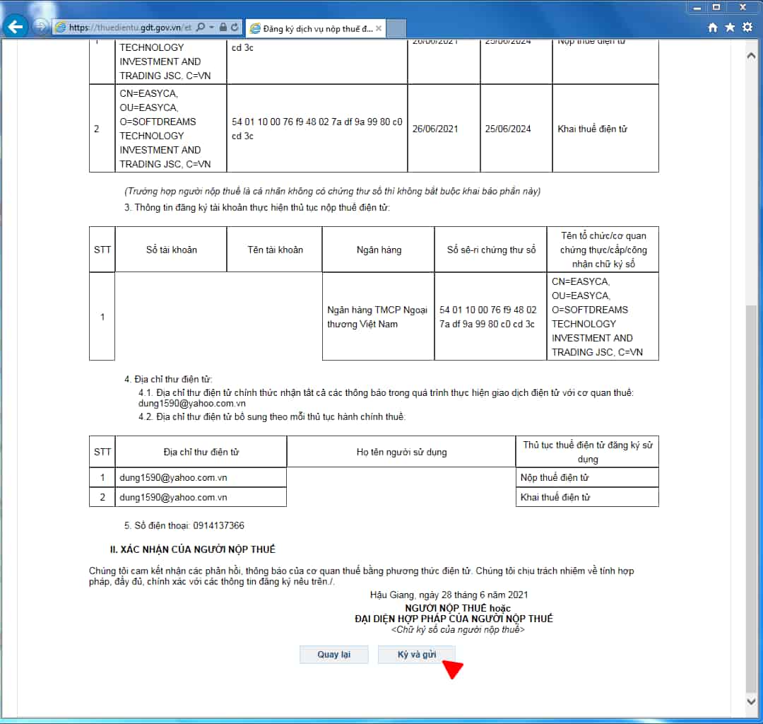 Hướng dẫn đăng ký chữ ký số trên thuế điện tử