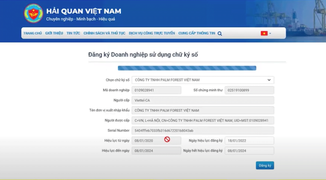 Hướng dẫn đăng ký chữ ký số hải quan