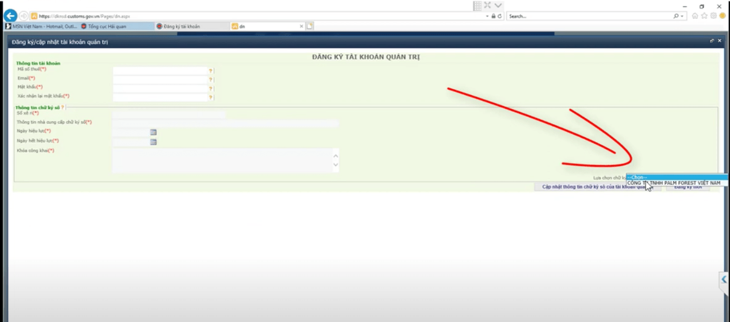 Hướng dẫn đăng ký chữ ký số hải quan