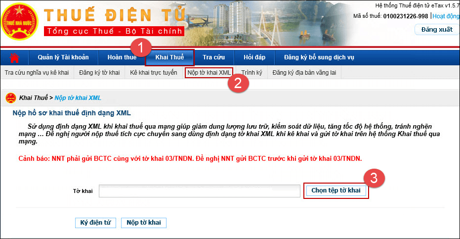 Hướng dẫn nộp báo cáo tài chính qua mạng