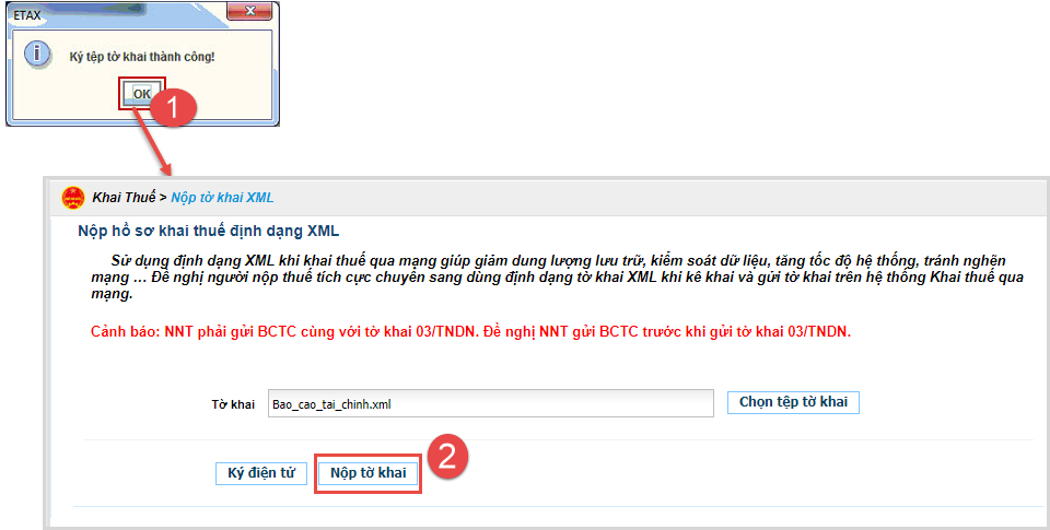 Hướng dẫn nộp báo cáo tài chính qua mạng