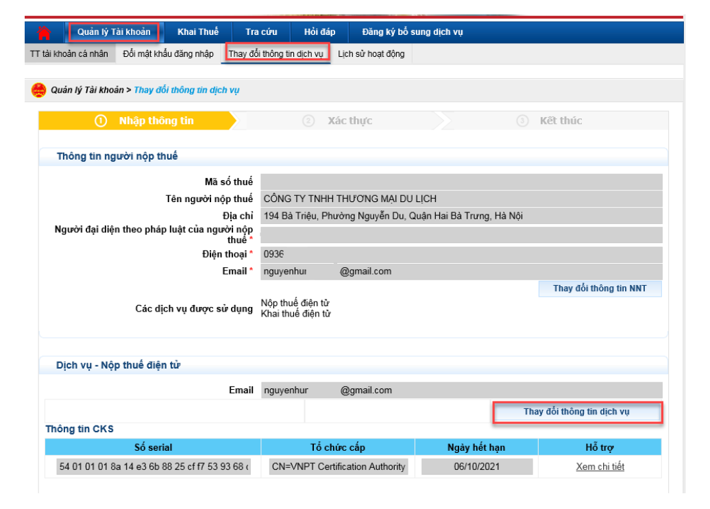 Hướng dẫn thay đổi chữ ký số trên trang thuế điện tử