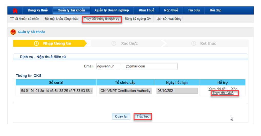 Hướng dẫn thay đổi chữ ký số trên trang thuế điện tử
