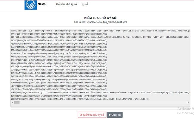 Kiểm tra chữ ký số hợp lệ