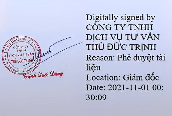 mẫu chữ ký điện tử dành cho tổ chức, doanh nghiệp