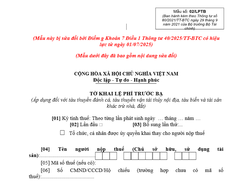 Mẫu 02/LPTB