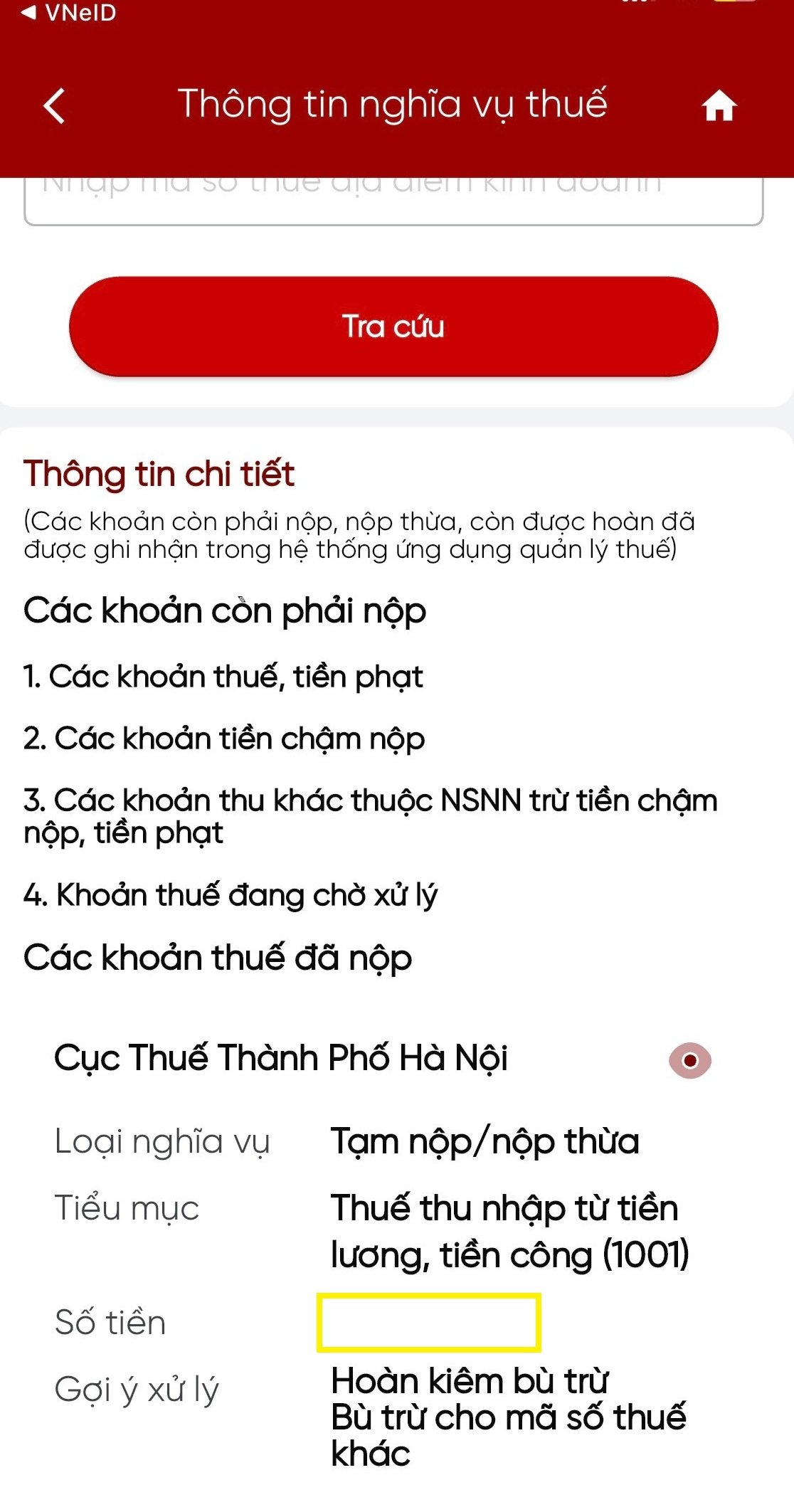 tra cứu nợ thuế tncn 2025
