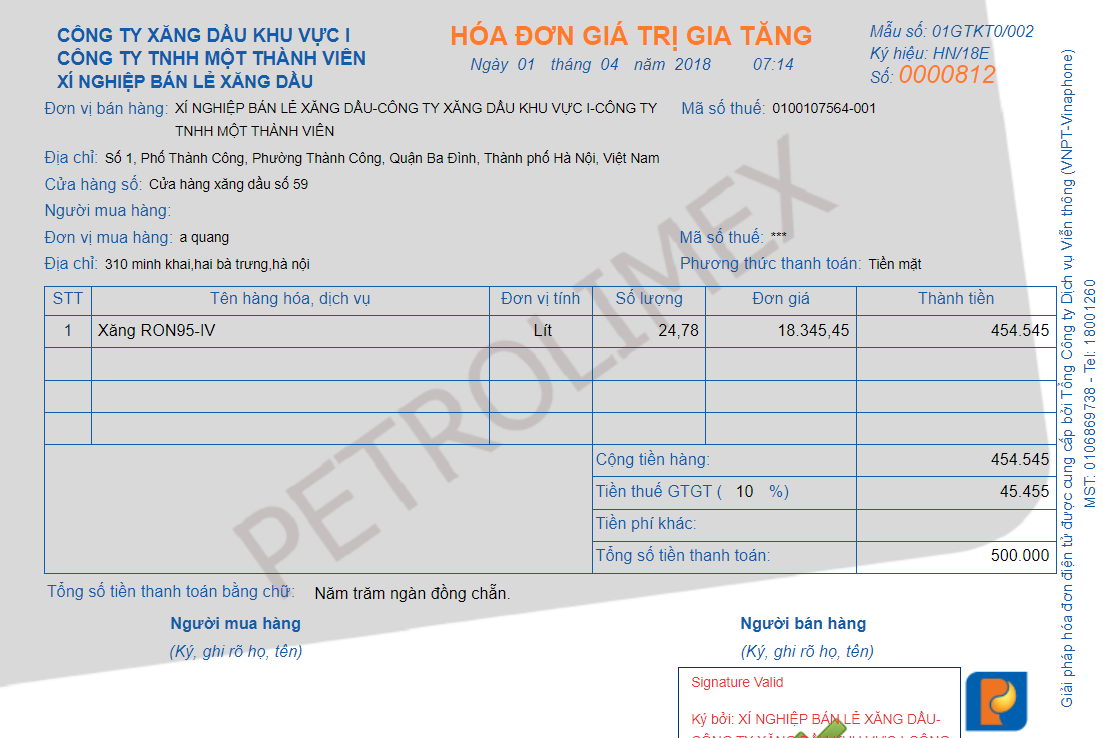 Hóa đơn điện tử xăng dầu có cần ký số không?