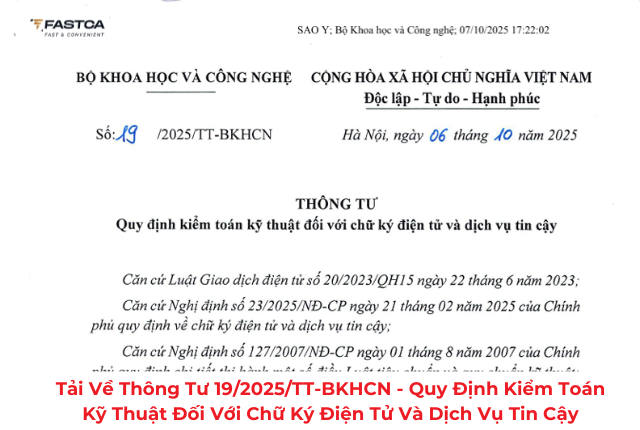 Tải về thông tư 19/2025/TT-BKHCN - Quy định kiểm toán kỹ thuật đối với chữ ký điện tử và dịch vụ tin cậy
